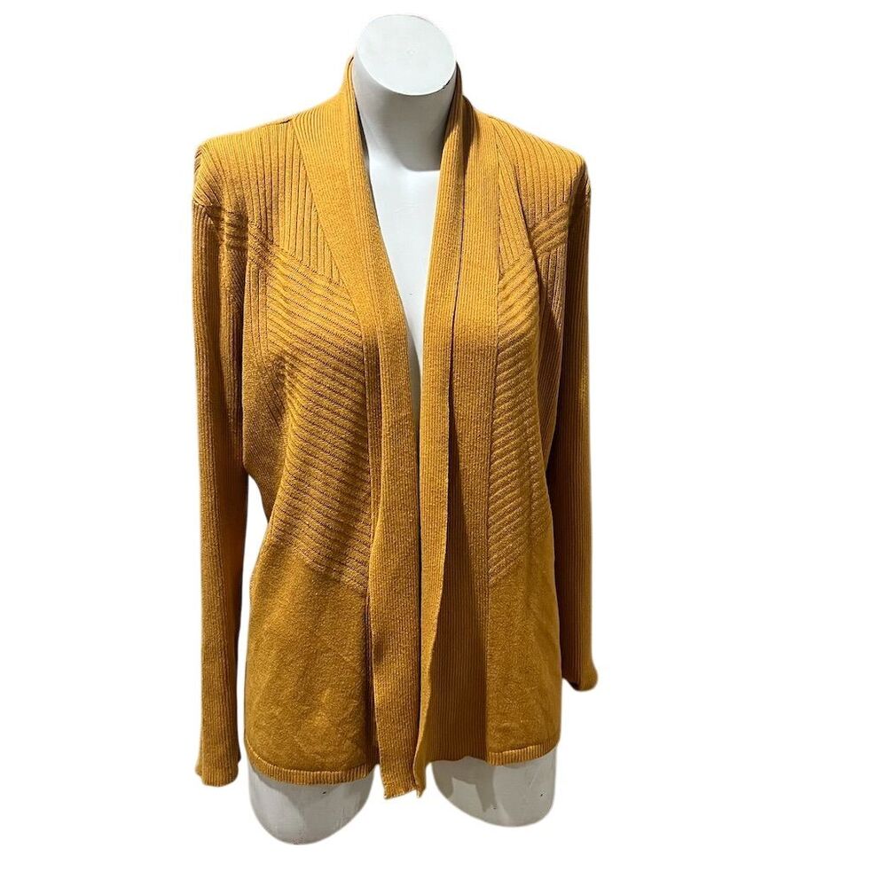89th & Madison Women's M Yellow Knit Cardigan Long Sleeve Sweater